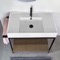 Console Sink Vanity With Ceramic Sink and Natural Brown Oak Shelf, 35